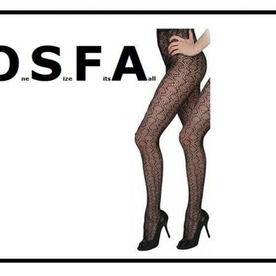 NEW Isadora Paccini NY Fashion Tights ONE SIZE Fishnet Nylon BLACK Snake Skin